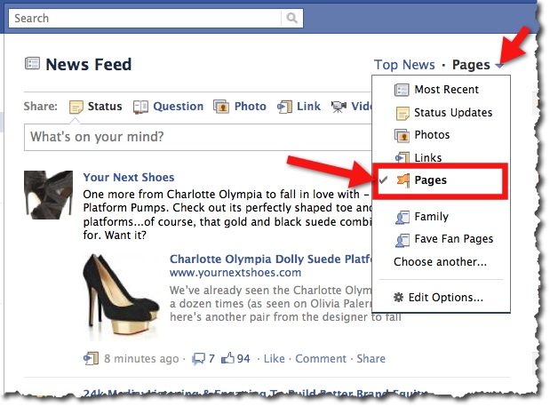 Facebook News Feed - Pages View
