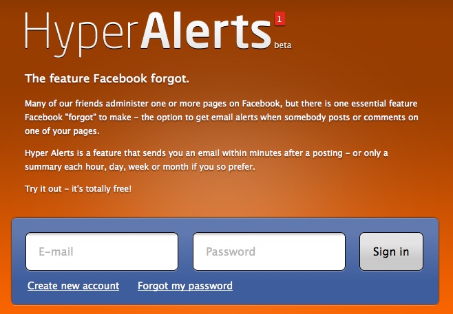 Hyper Alerts Signup Page