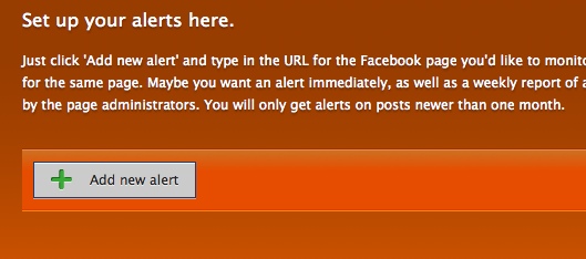 Hyper Alerts - set up new Facebook fan page alert
