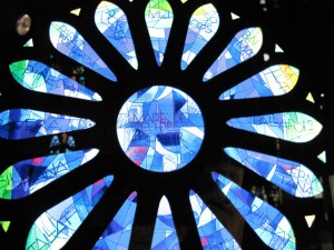 Stunning stained glass window of la Sagrada Família