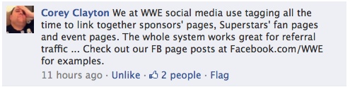 WWE Facebook Tagging Example