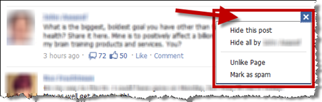 Facebook News Feed - Hide Options