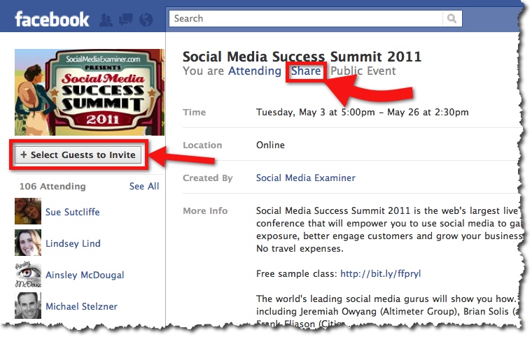 Social Media Success Summit 2011 - Facebook Event