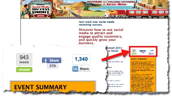 Social Share Buttons on Social Media Success Summit page