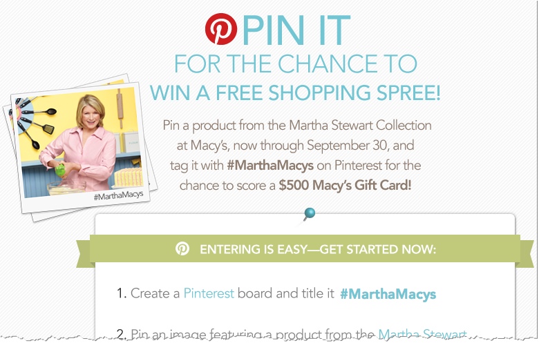 Martha Stewart Macys Pinterest Contest