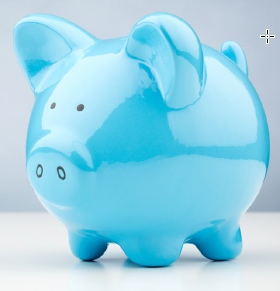 blue piggy bank