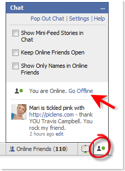 Facebook chat window pops up