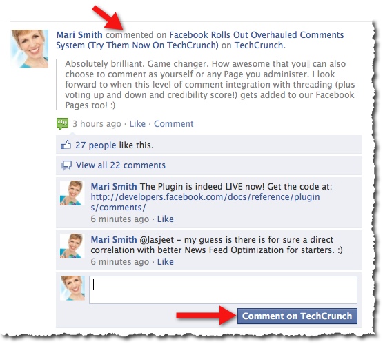 Facebook Comments Box Social Plugin on TechCrunch