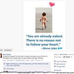 Follow Your Heart - Steve Jobs quote shared on Facebook