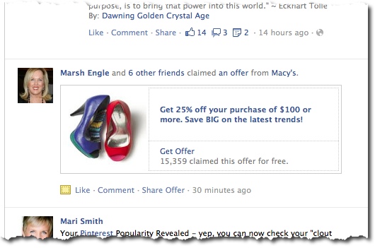 Facebook Offers - Marsh Engle Claimed Macy's