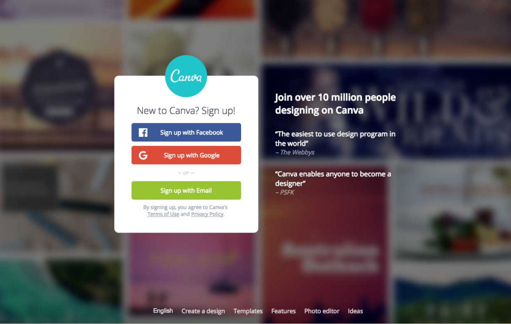 Canva sign in page