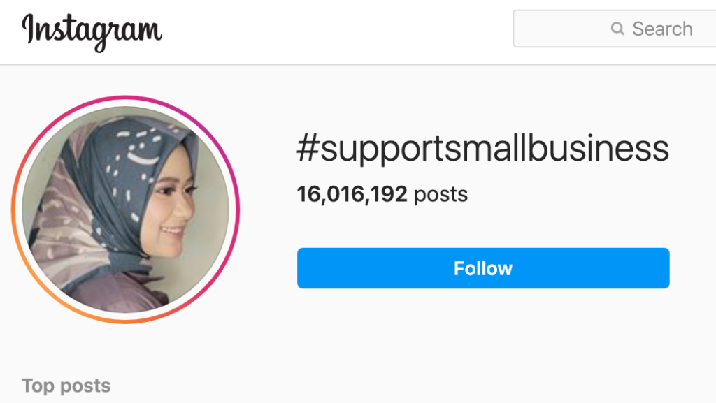 instagram hashtag #supportsmallbusiness toplam sayısı 16 milyon gönderi mari smith