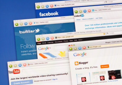 Social Networking Social media web sites on computer screen including Facebook, Twitter, Youtube, Linkedin, Blogger and Google Plus. Social media sites are the most visited web sites in the world.
Shot on a color LCD monitor